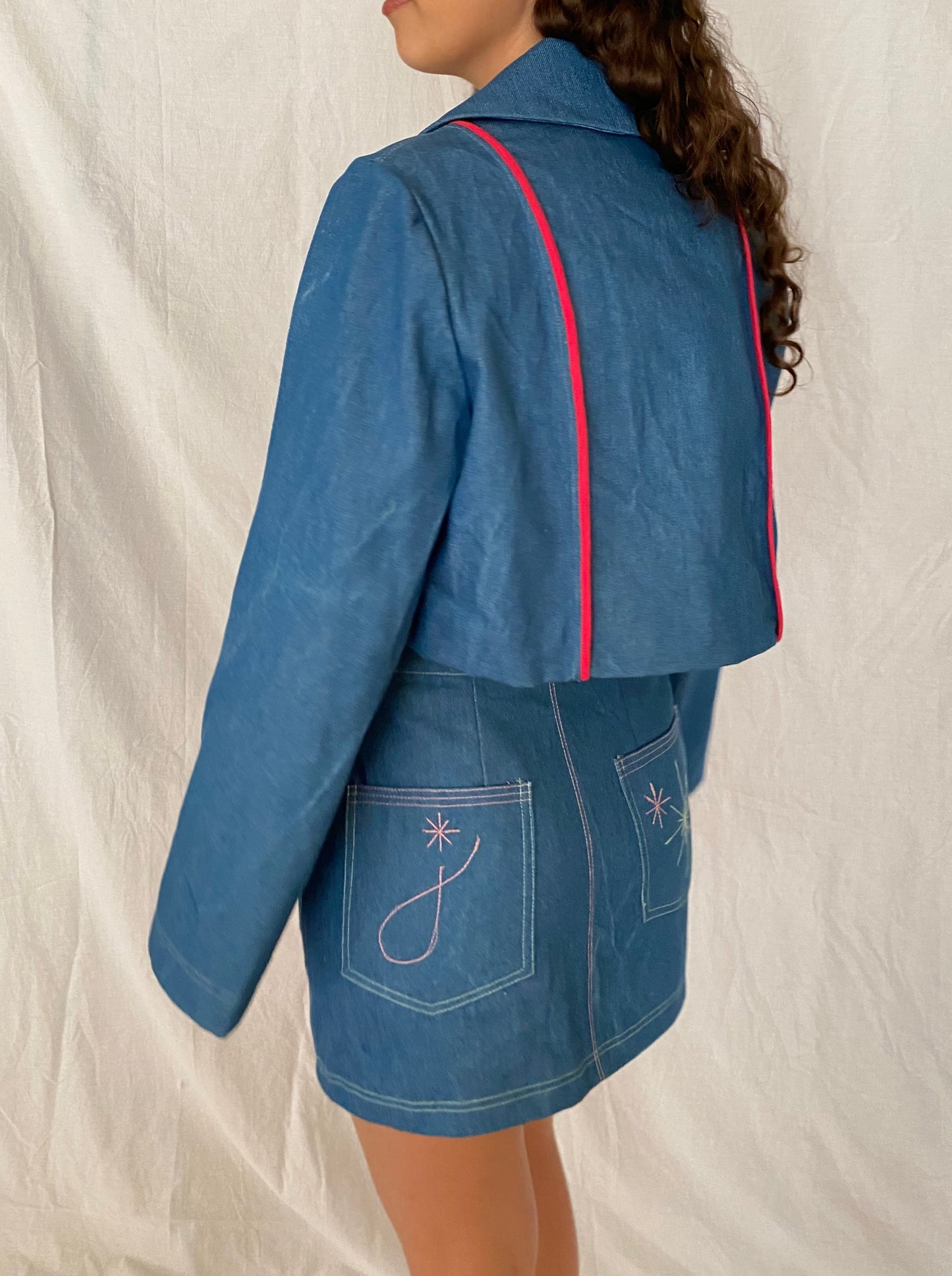 FRANKIE CROPPED JACKET- DENIM